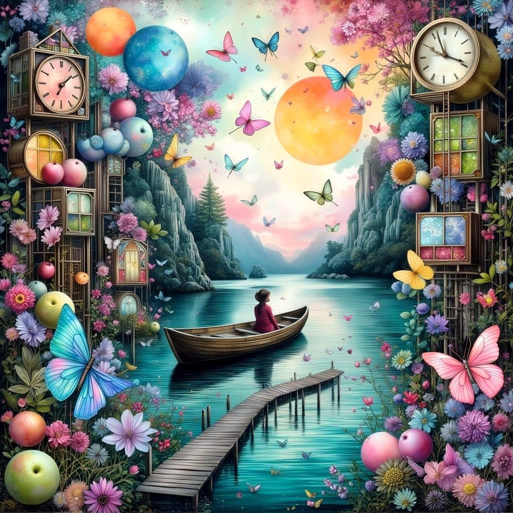 Surreal Bird Collage with Mixed Media Elements