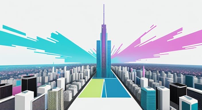 Virtual Reality Cityscape in Colorfield Abstract Style