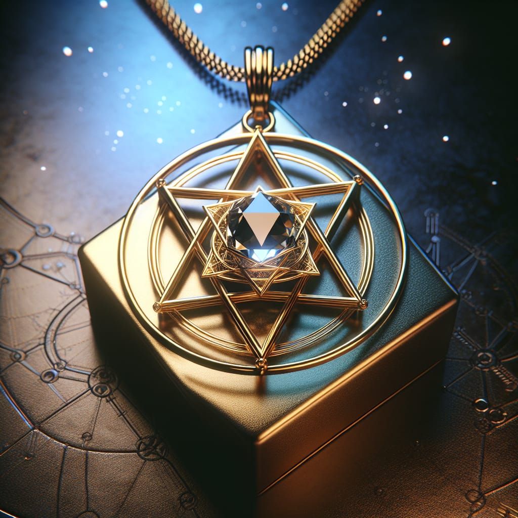 Gold Merkaba Star of David Crystal Pendant