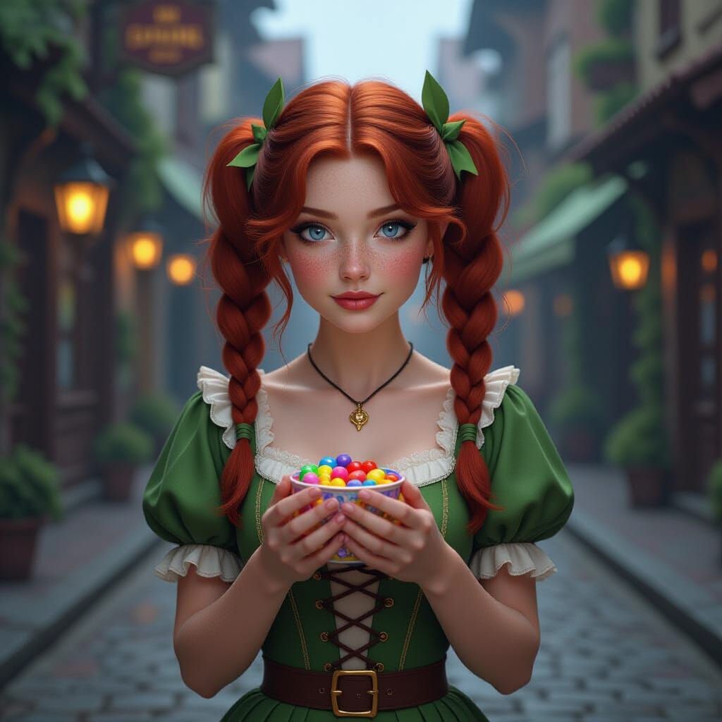 Fantasy Halloween: Alluring Redhead in Peter Pan Costume