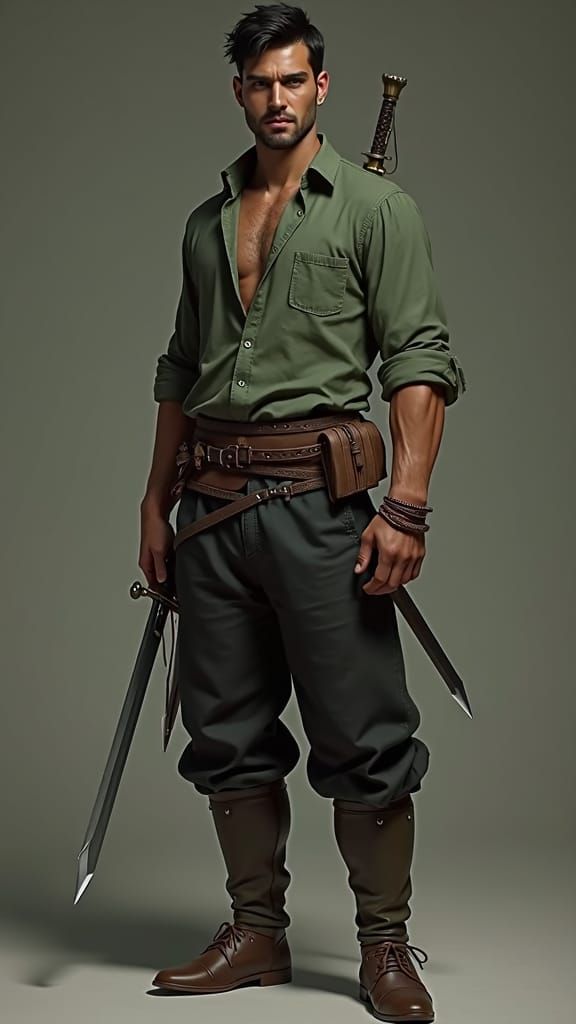 Fantasy Warrior with Sword, Hyperdetailed Digital Art