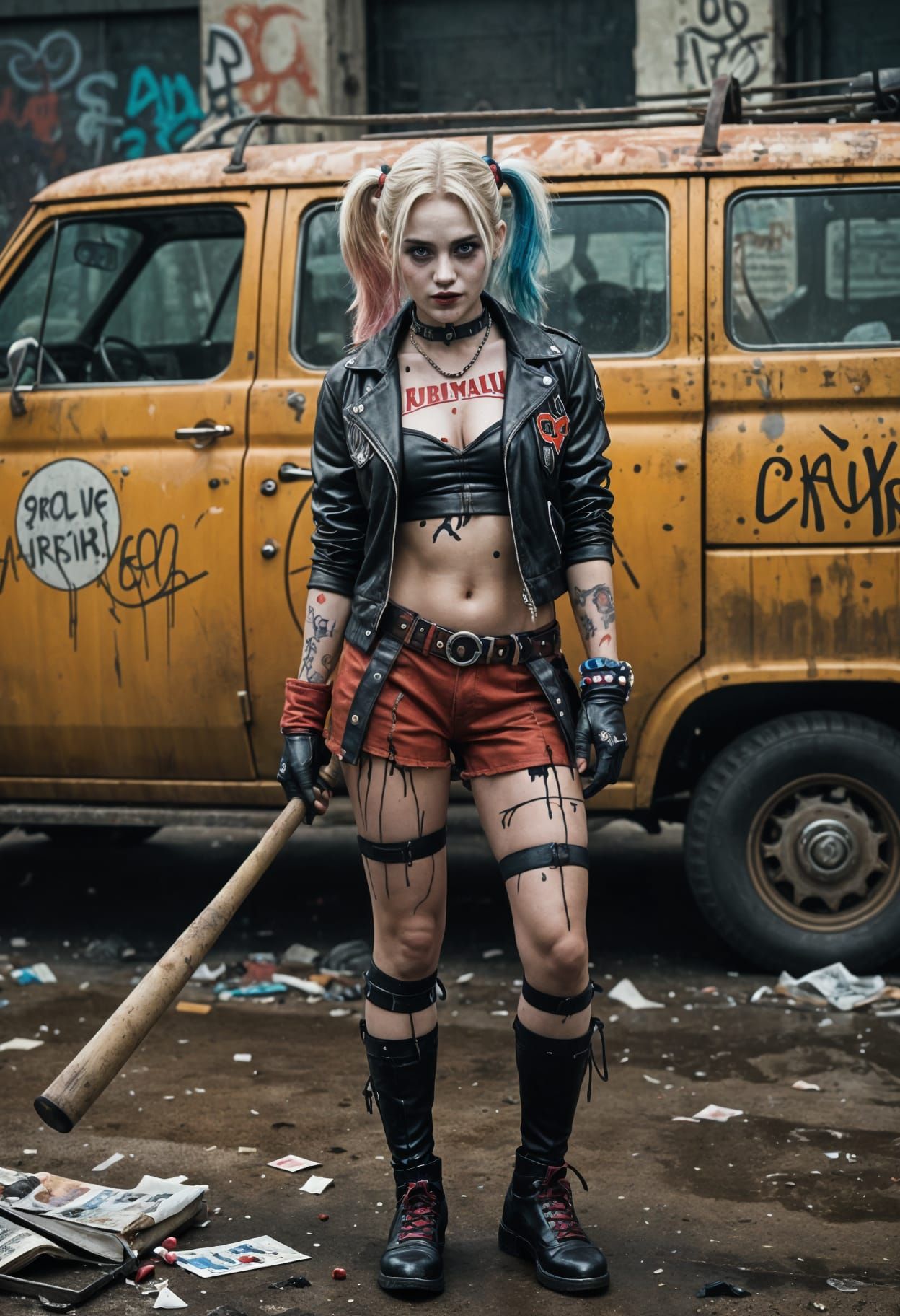 Harley Quinn in Gritty Punk Rock Style