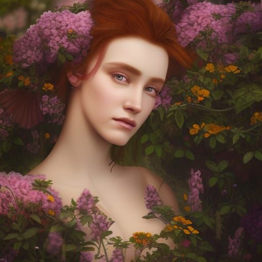 Cintia Dicker Portrait in Pre-Raphaelite Style