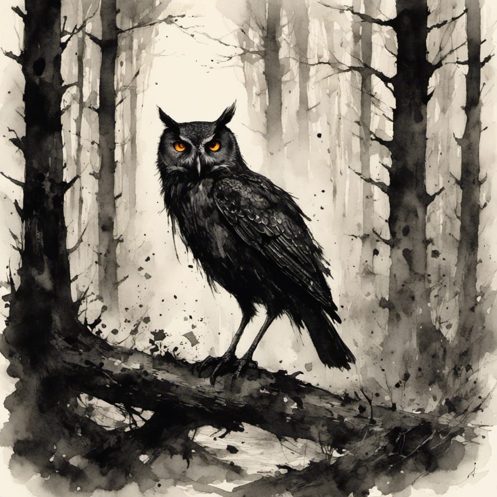 Eerie Glowing Eyes in a Dark Forest