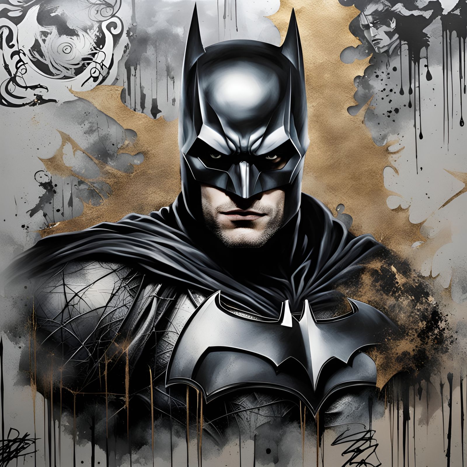Batman Portrait in Luis Royo Graffiti Style