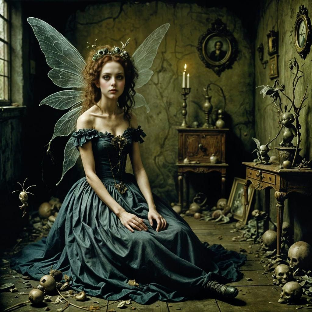 Whimsical Fairies in a Dark, Artistic Style