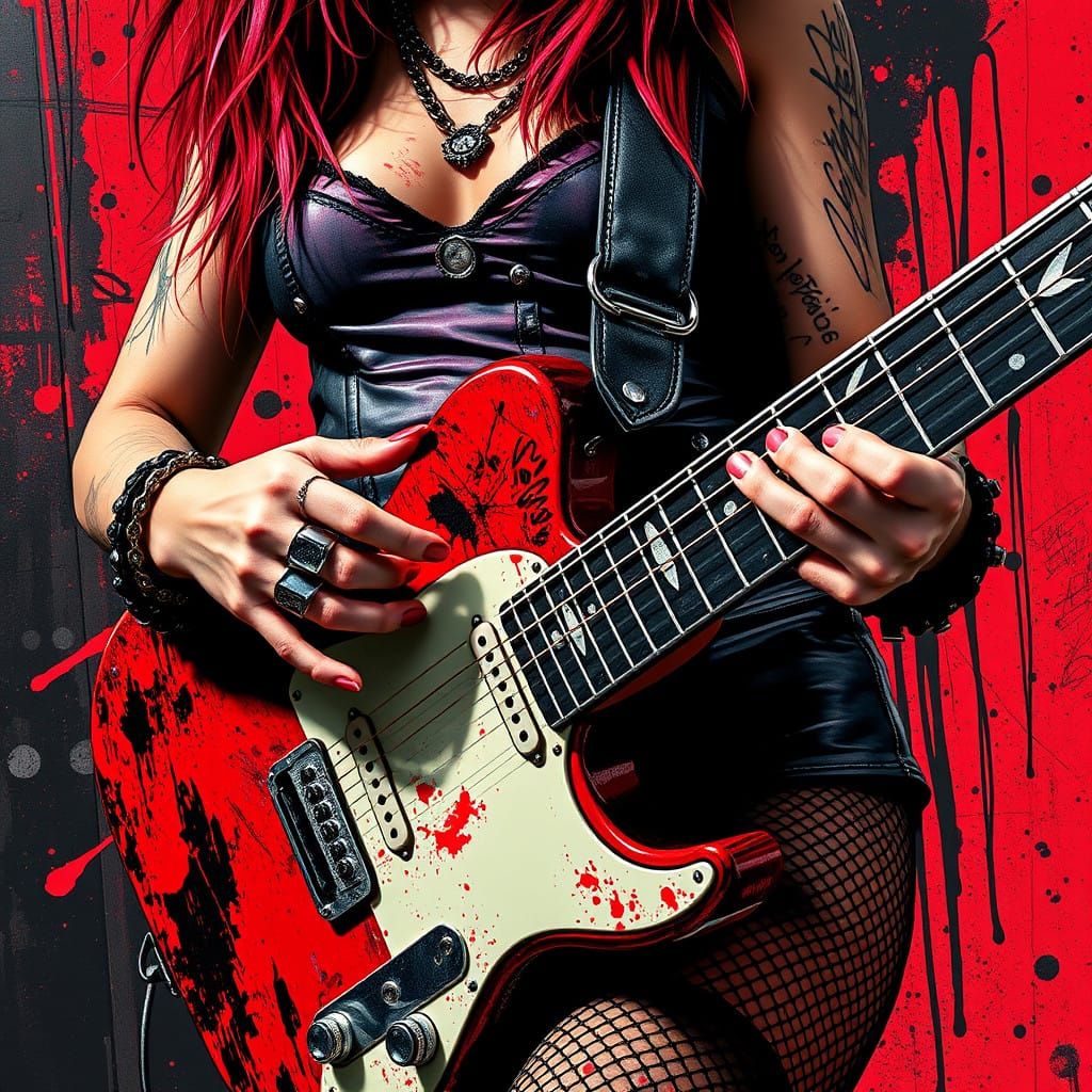 Rebellious Punk Goddess in Trash Polka Style