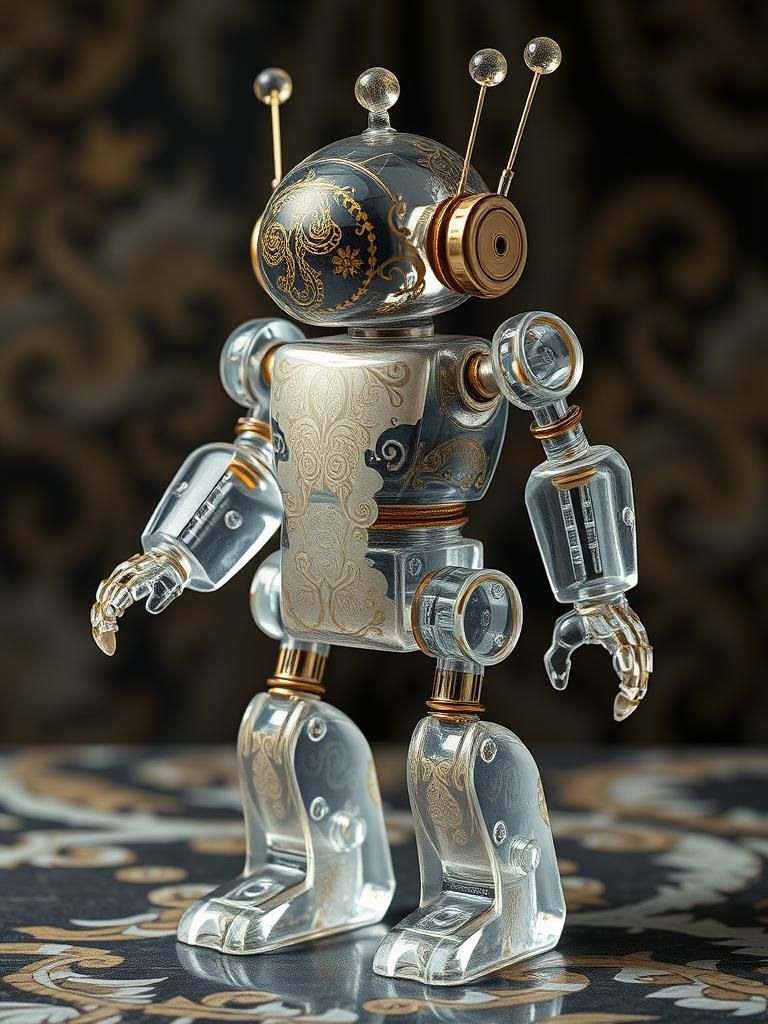 Crystalline Robot in Art Nouveau Style