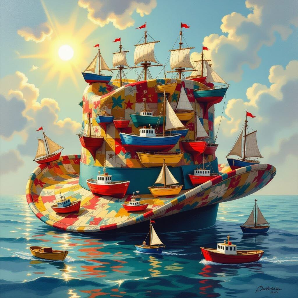 Surreal Hat Crafted From Miniature Ships and Boats