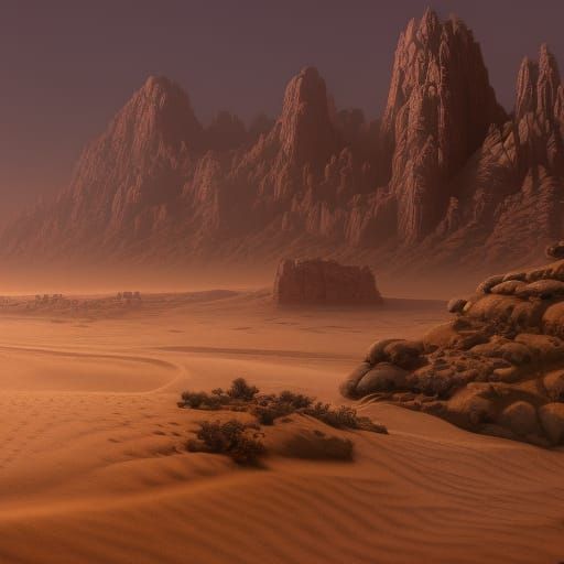 Detailed Desert Landscape in Deep Color