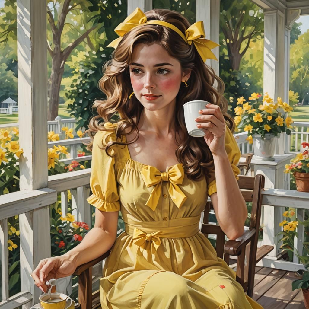 Woman in Yellow Sundress, Digital Painting