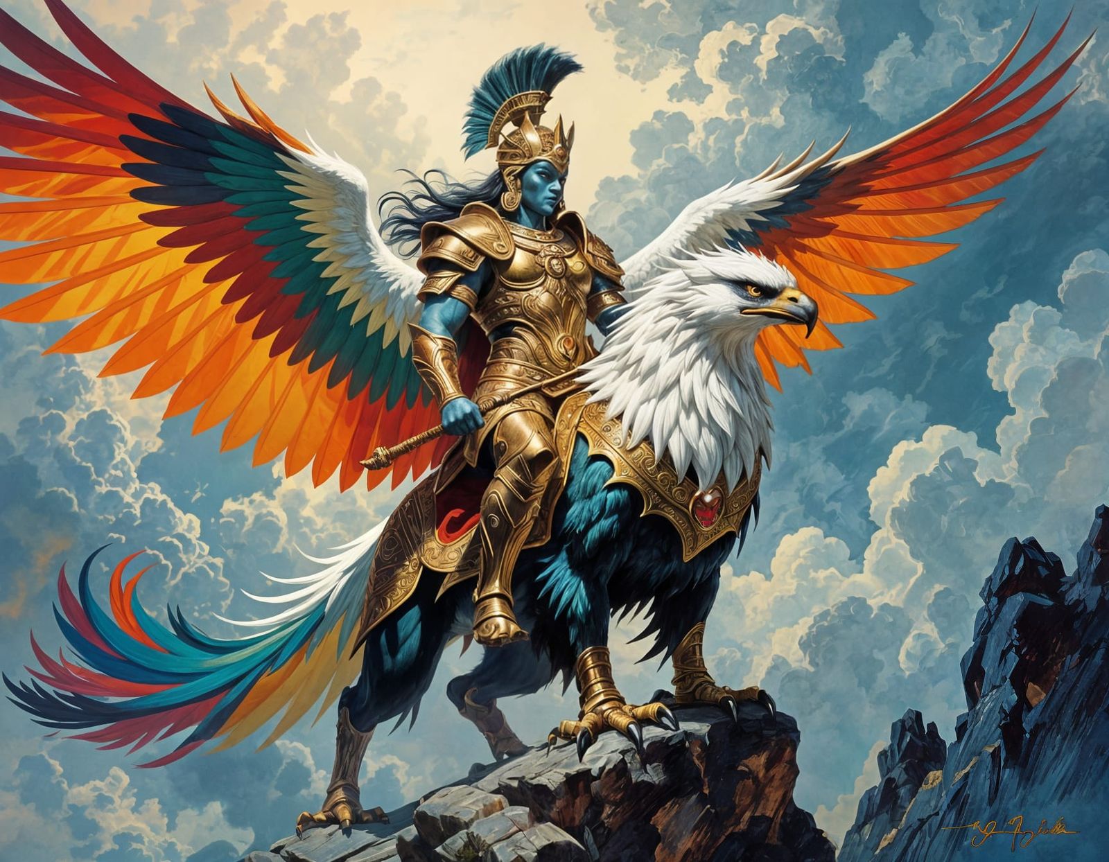Griffon and Indra: Mythological Flight