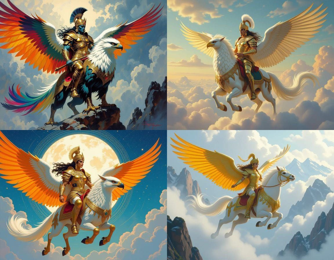 Griffon and Indra: Mythological Flight