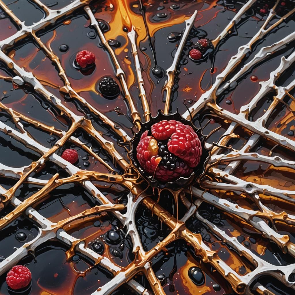 Surreal Raspberry Character on Bone Bed in Oil