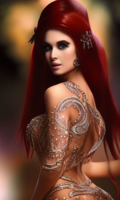 Neon Gypsy Girl with Flying Fish, Synthwave Style