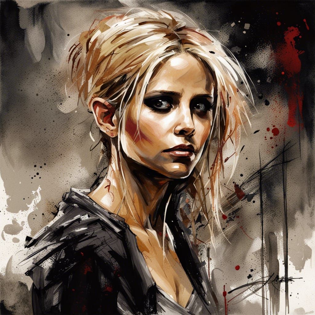 Portrait Inspired by Buffy, in Dark Surrealist Style