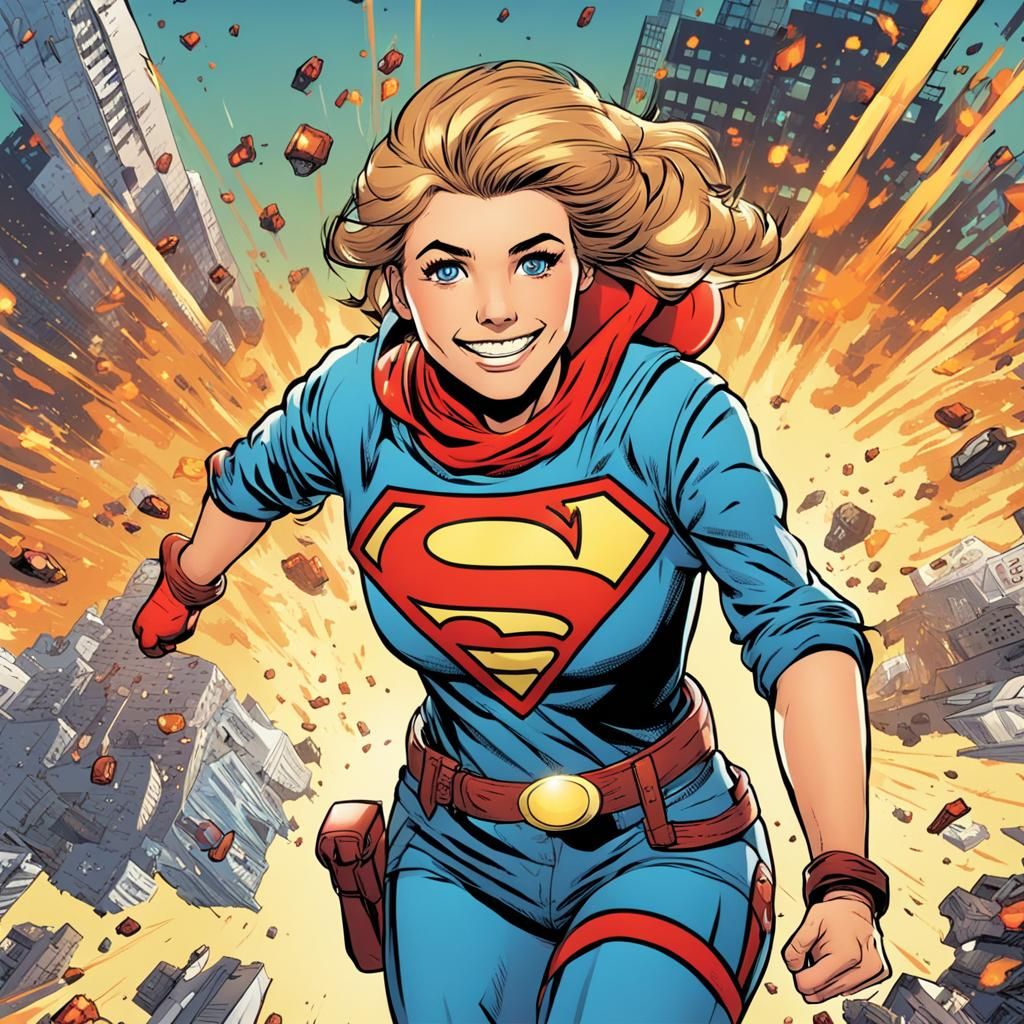 Comic Book Action Heroine at World's End
