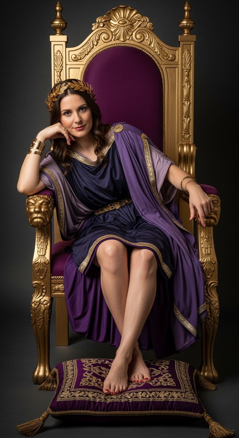 Elegant Roman Empress on Gold Throne, Portrait Style