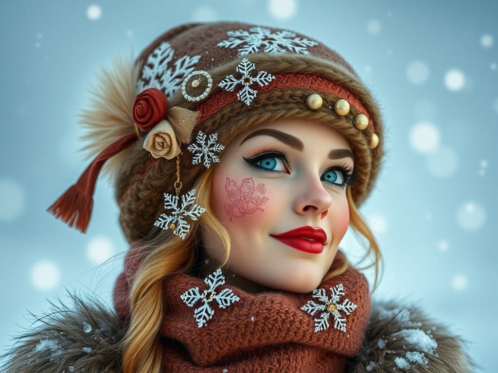 Elegant Snowflake Pin-Up in Bright Colors