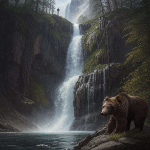 A Majestic Brown Grizzly Bear in Hyperrealistic Portrait
