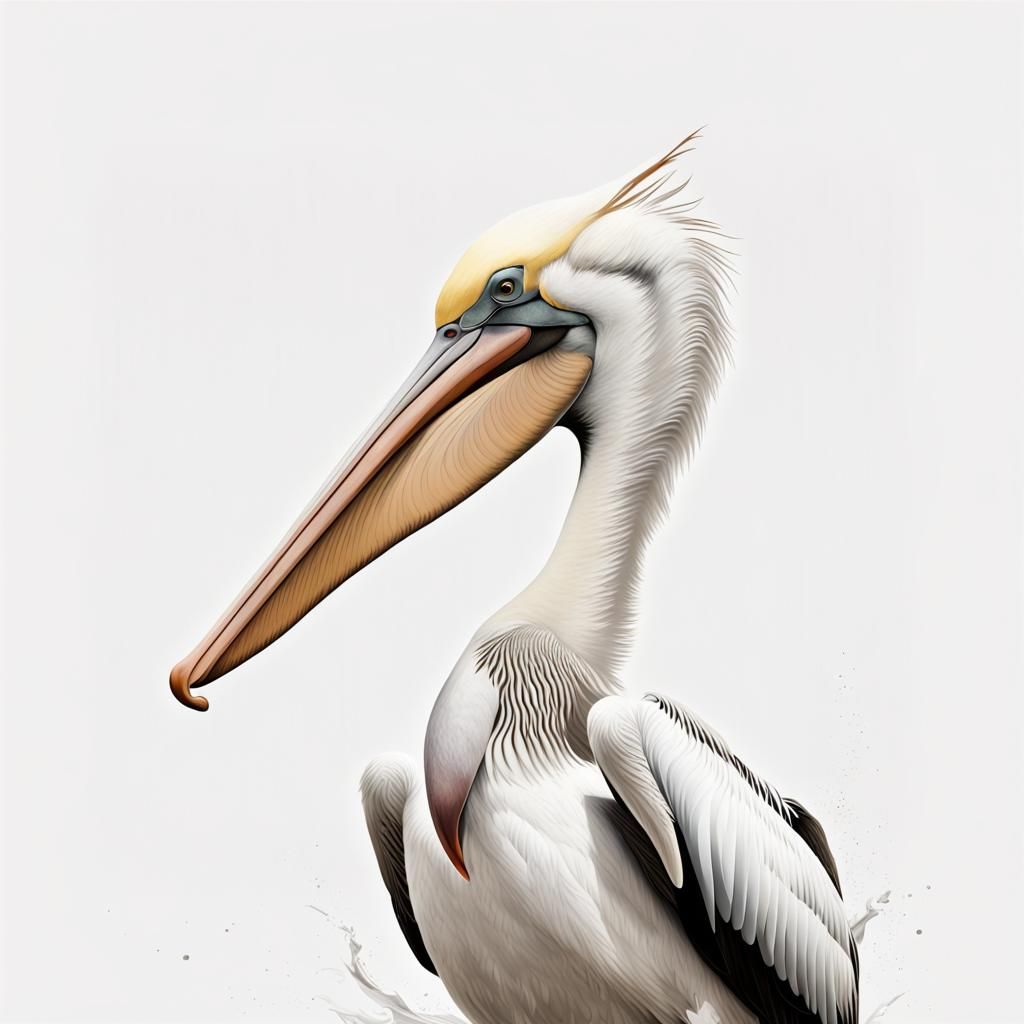 Minimalist Pelican Illustration on White Background
