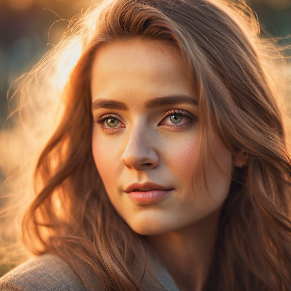 Golden Hour Portrait of a Woman with Soft Focus