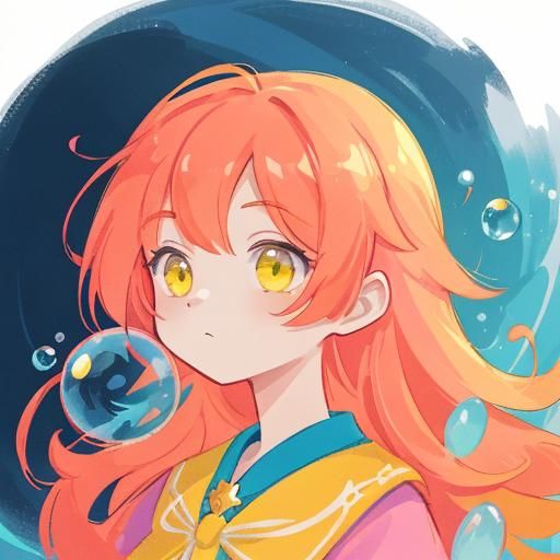 Girl Superhero Blowing Bubbles in Anime Style