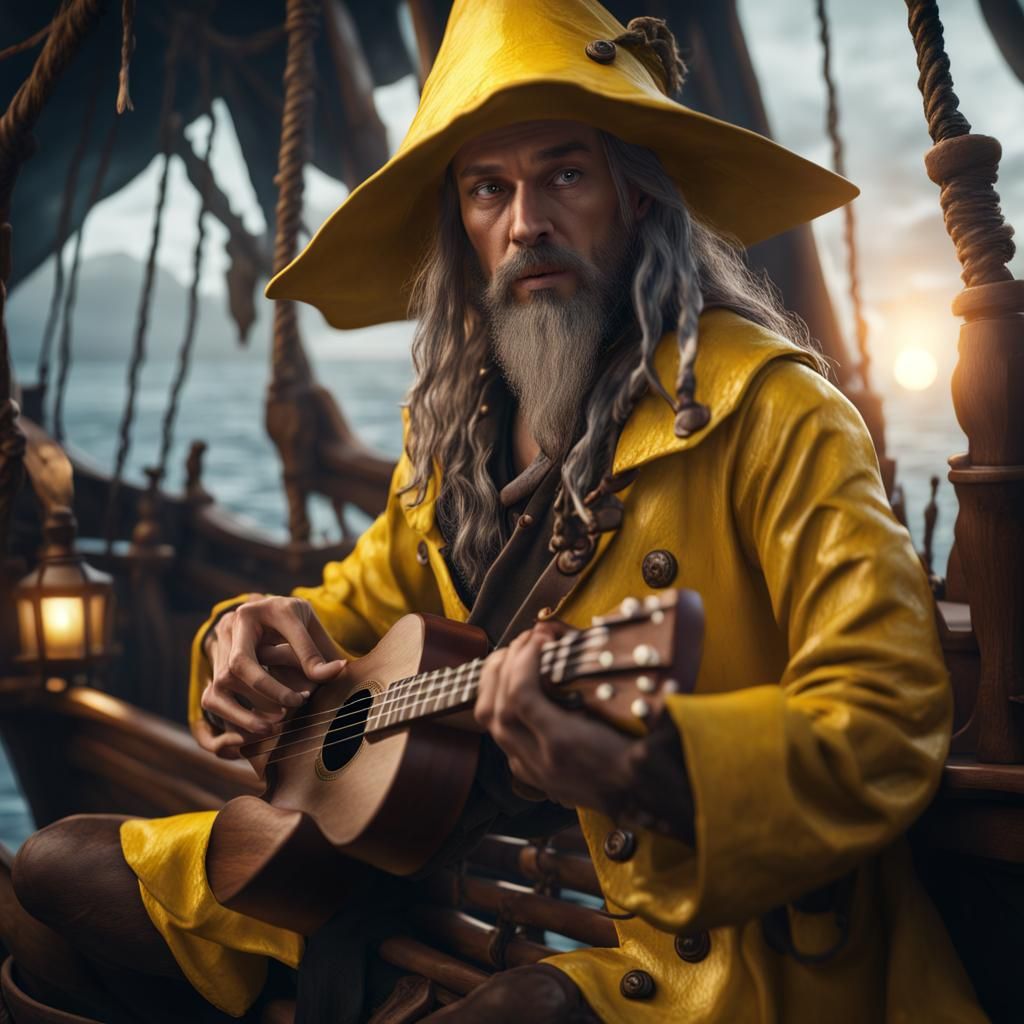 Elven Pirate Plays Ukulele on Ship