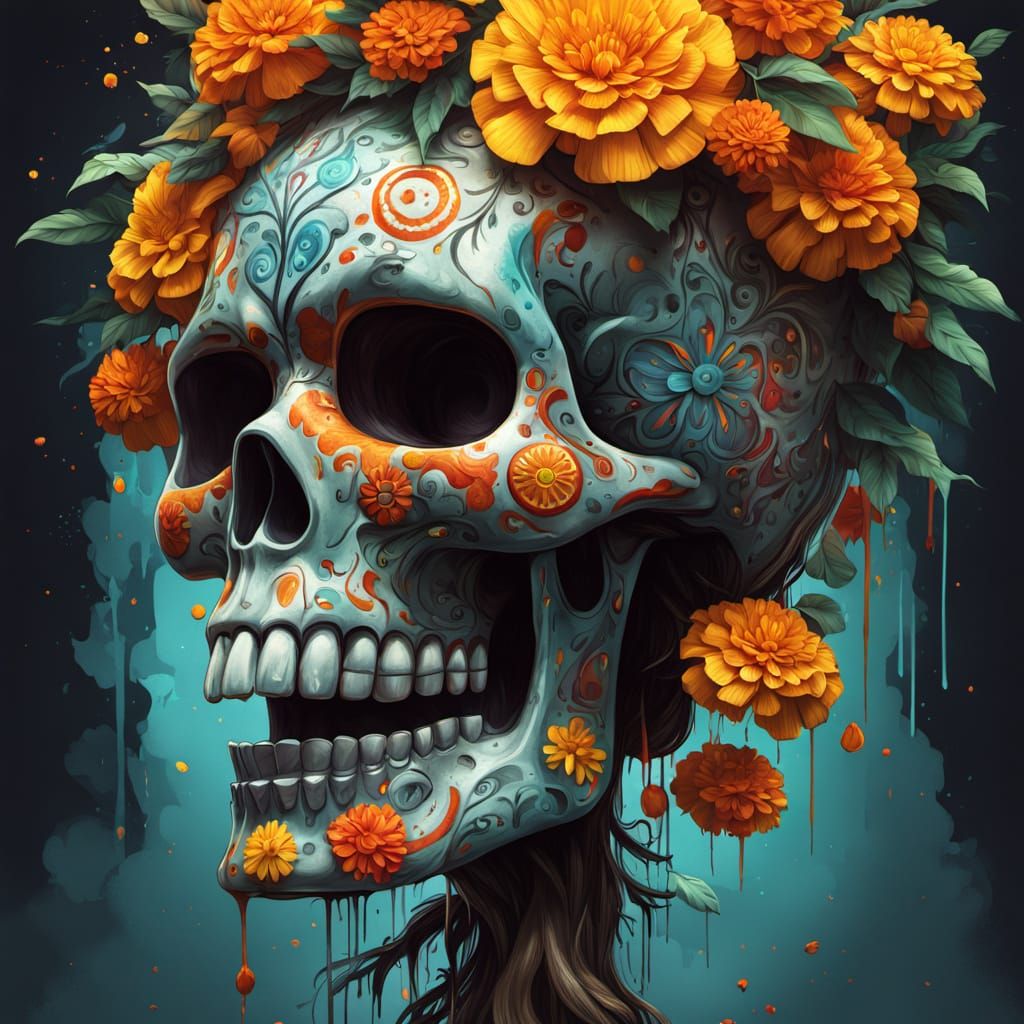 Graffiti Christmas Tree with Sugar Skulls