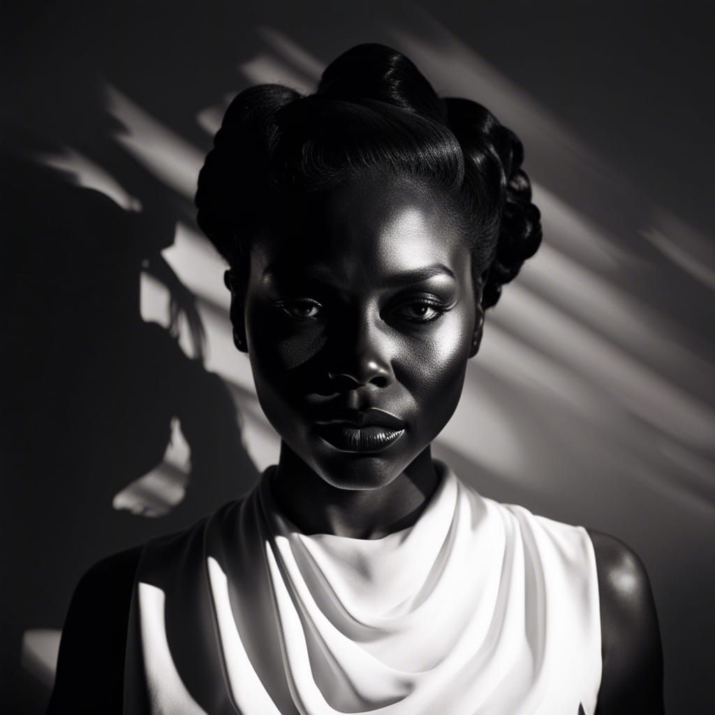 Monochrome Portrait: Woman's Face in Shadow