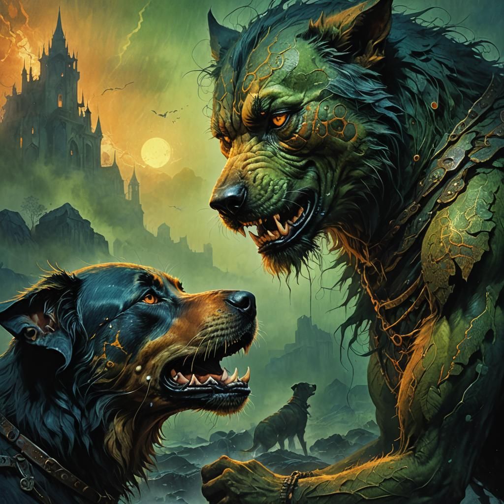 Dog Bites Boy: Dark Fantasy Portrait