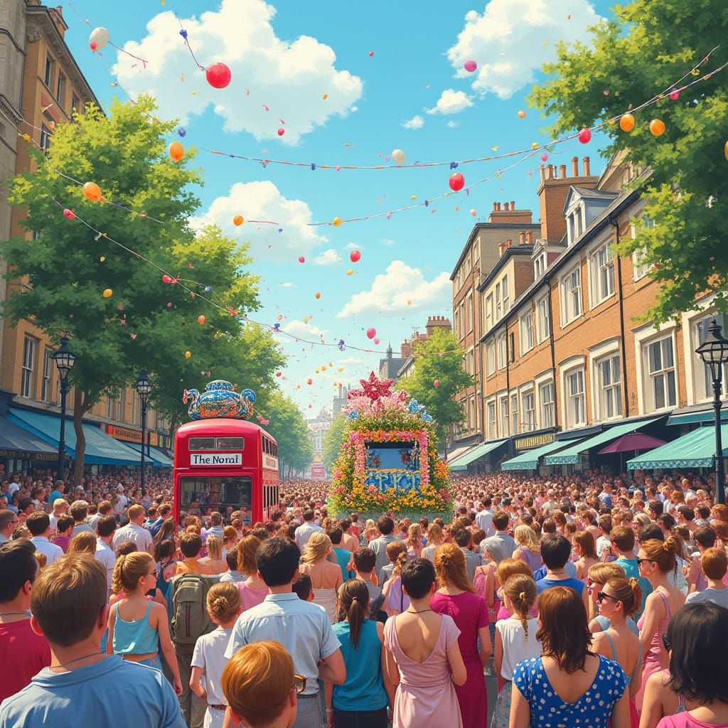 Joyful London Jubilee Parade in Vibrant Street Party