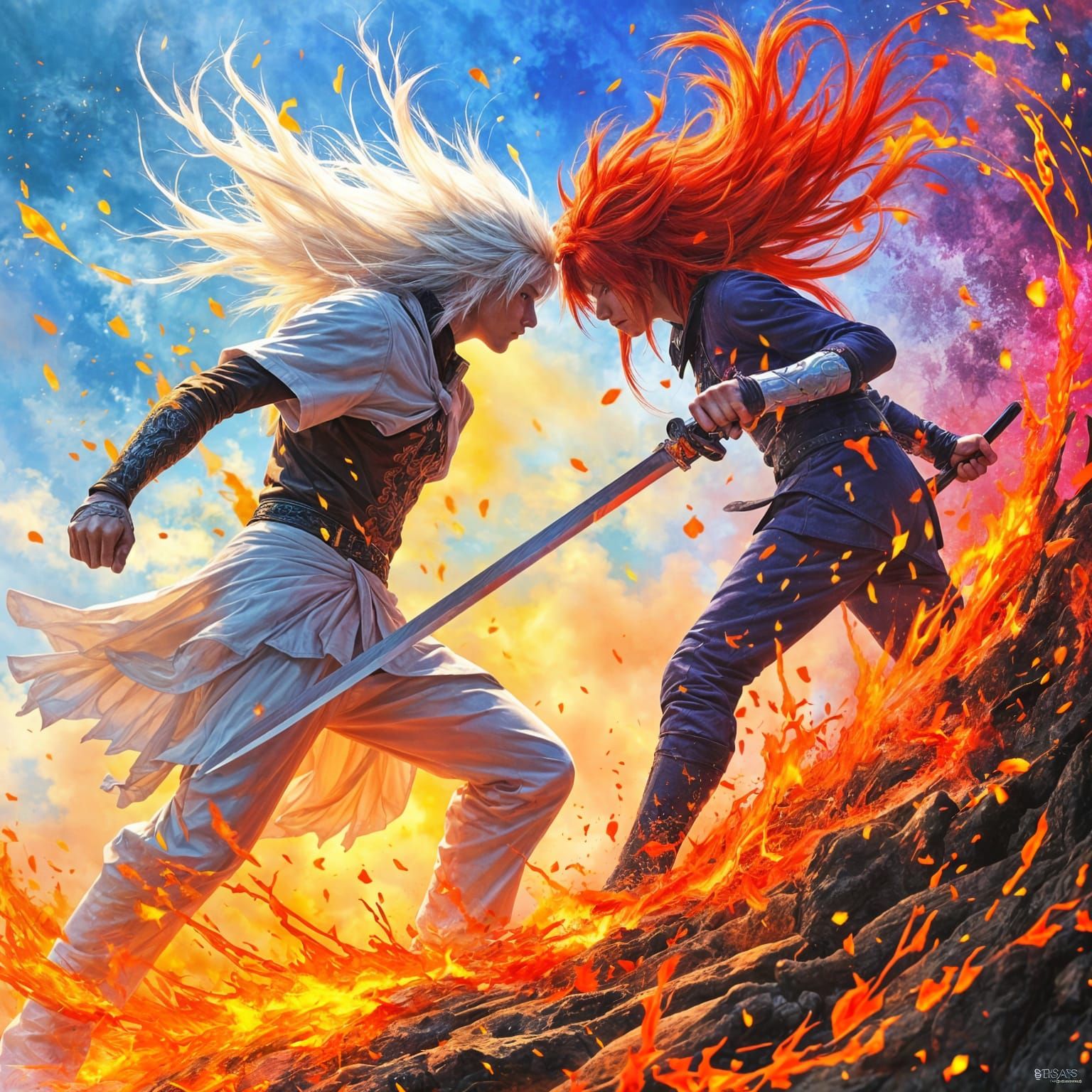 Epic Anime Battle with Katana Warriors