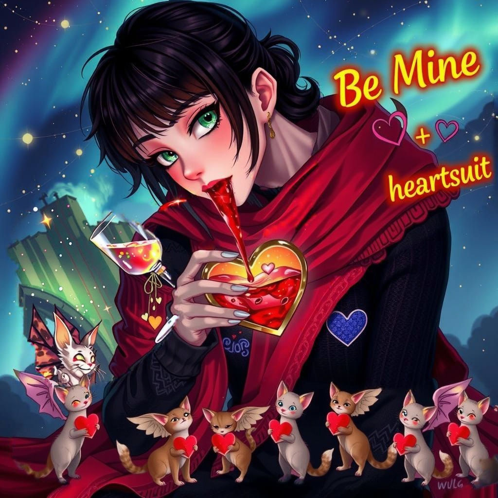 Ethereal Vampire Valentine's Day Beauty in 3D Anime Style