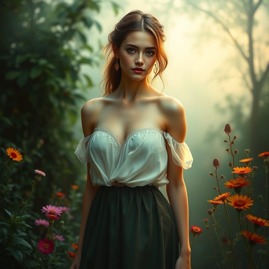 Ethereal Woman in Serene Nature