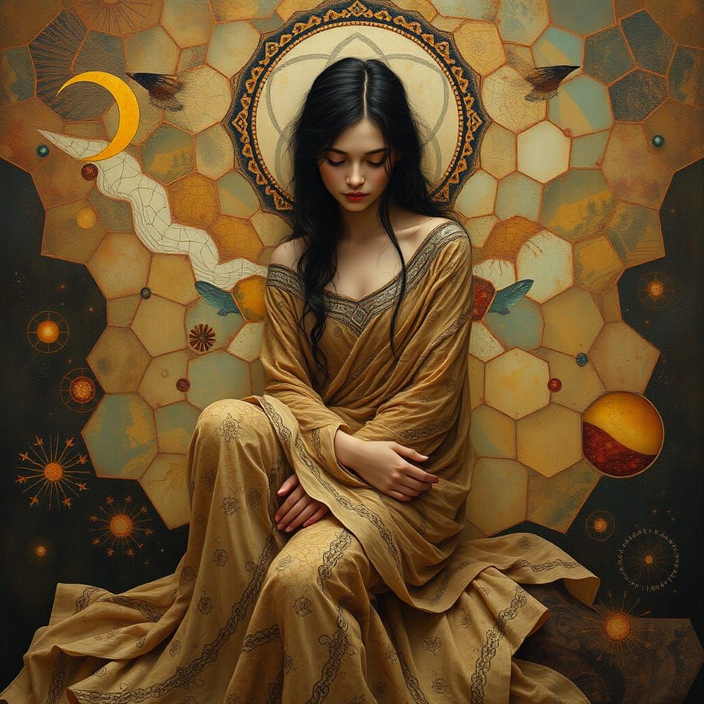 Enchanted Figure in Cosmic Dreamscapes