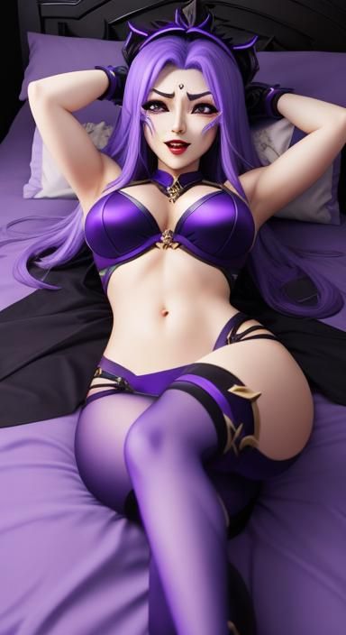 Distraught Goddess Portrait on a Bed