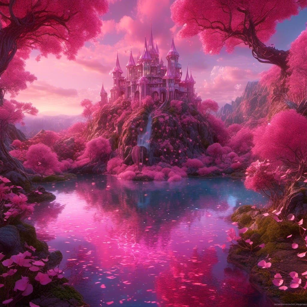 Pink fantasy castle
