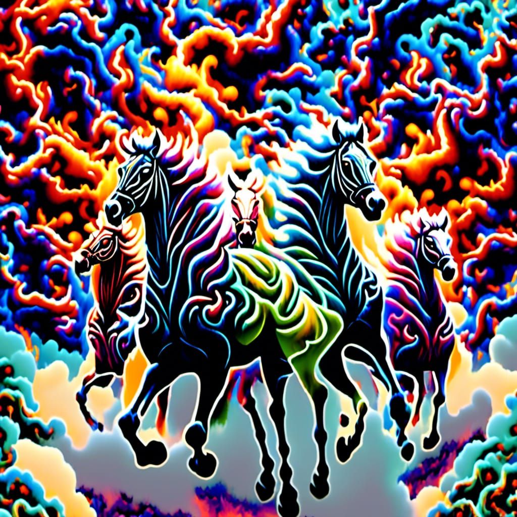 Apocalypse: Four Horsemen in Starry Space