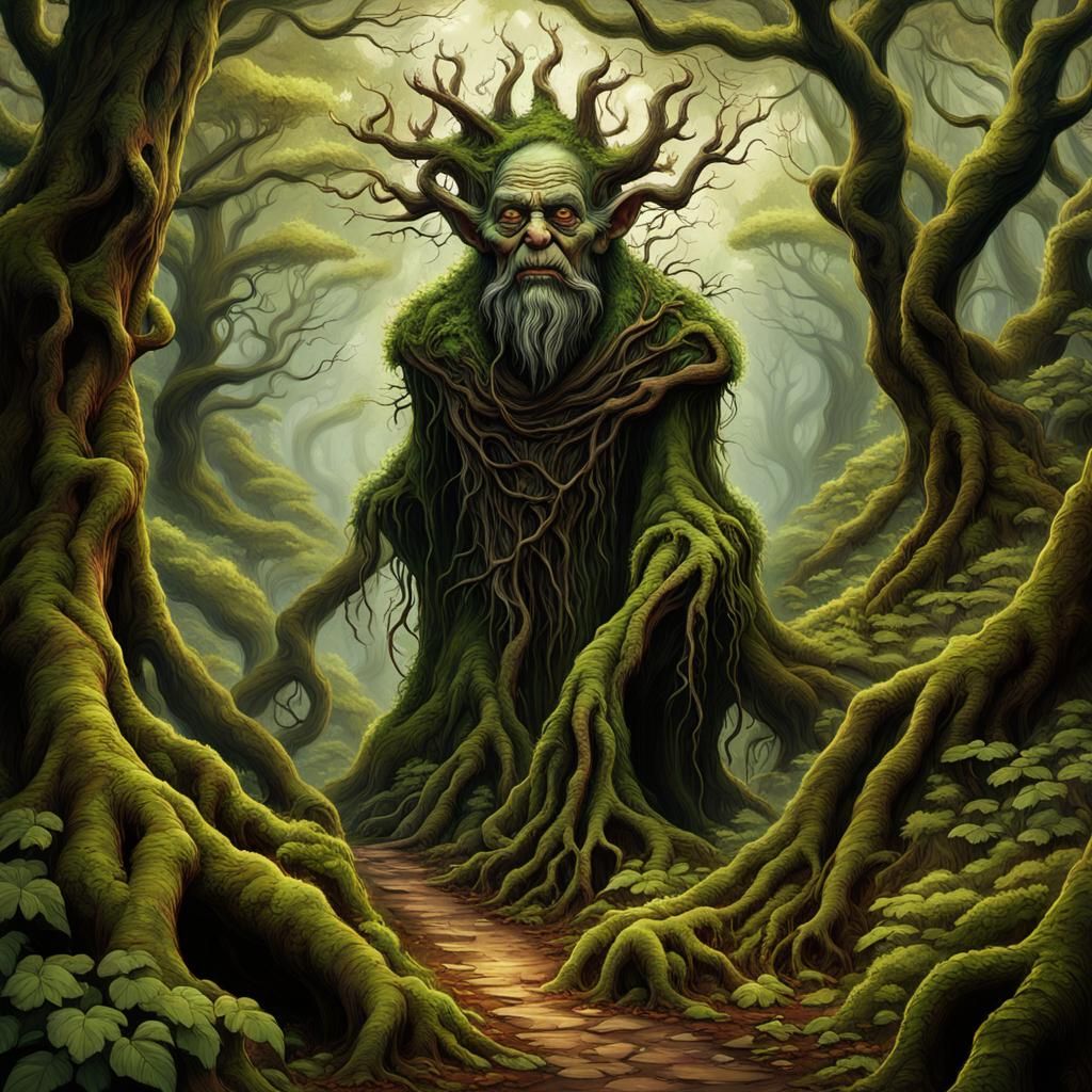Grotesque Forest Crone in Hyper-Realistic Digital Art