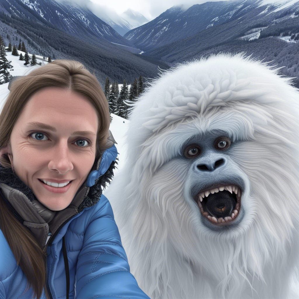 Selfie with a Friendly Yeti in Snowy Mountains