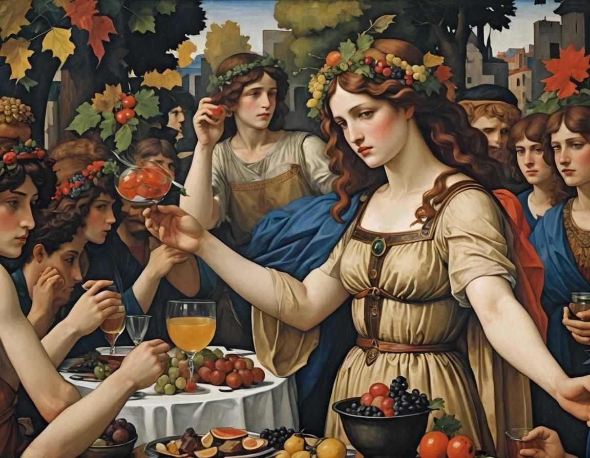Bacchus Feast: Symbolist Art in Photorealistic Style