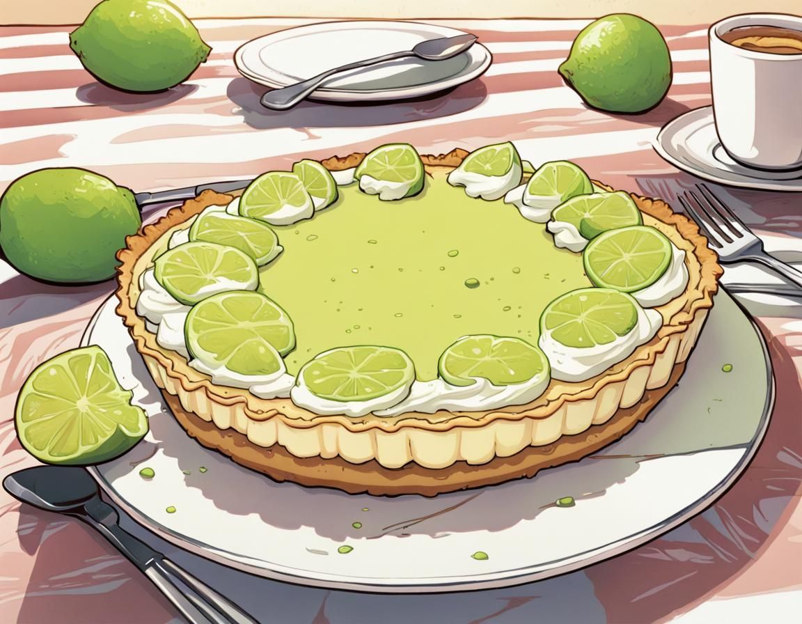 Key Lime Pie in Comic Book Art Style