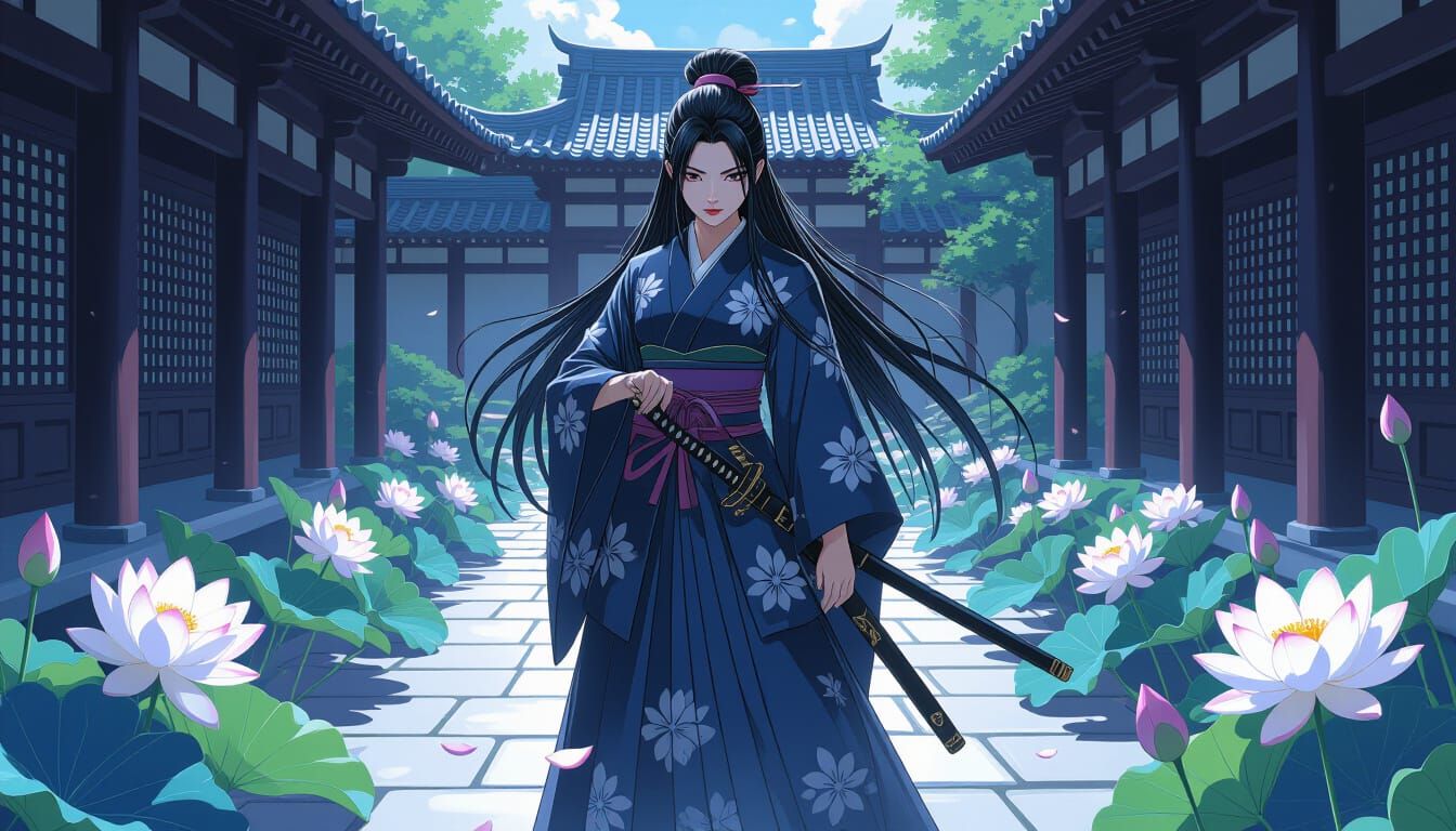 15th Century Japanese Shinobi in Palace Courtyard