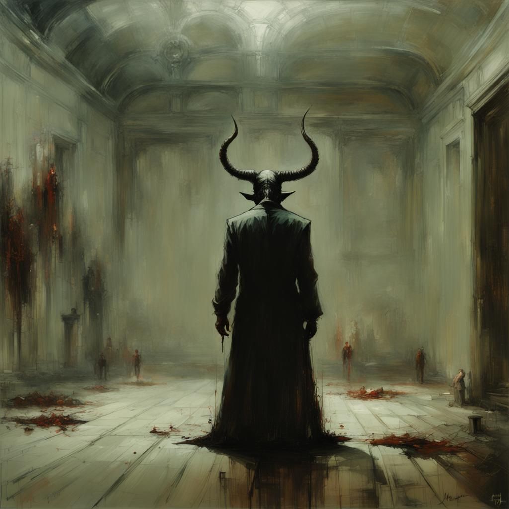 The Devil Portrait in Chiaroscuro Style