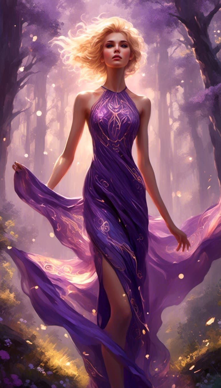 Ethereal Woman in Magical Forest Concept Art