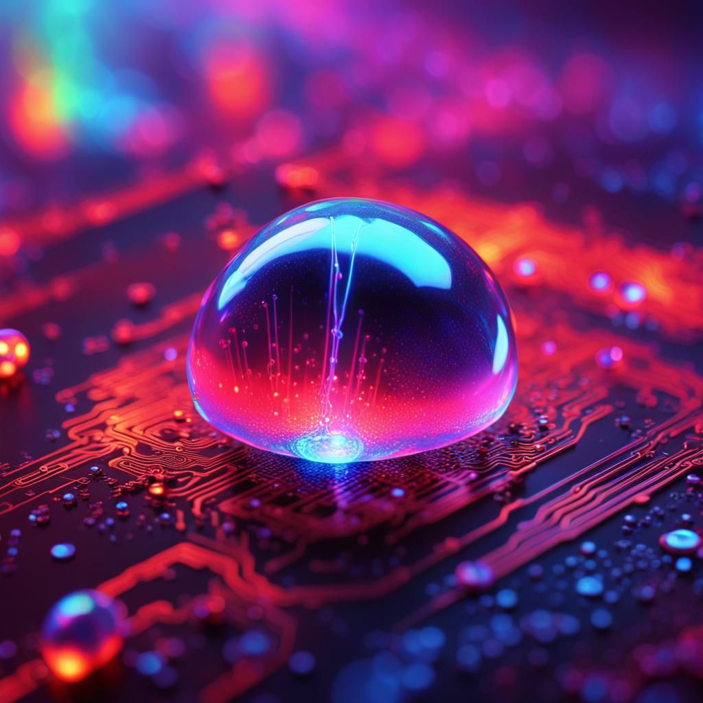 Dazzling Holographic Water Droplet in Vibrant Hyper-Realisti...
