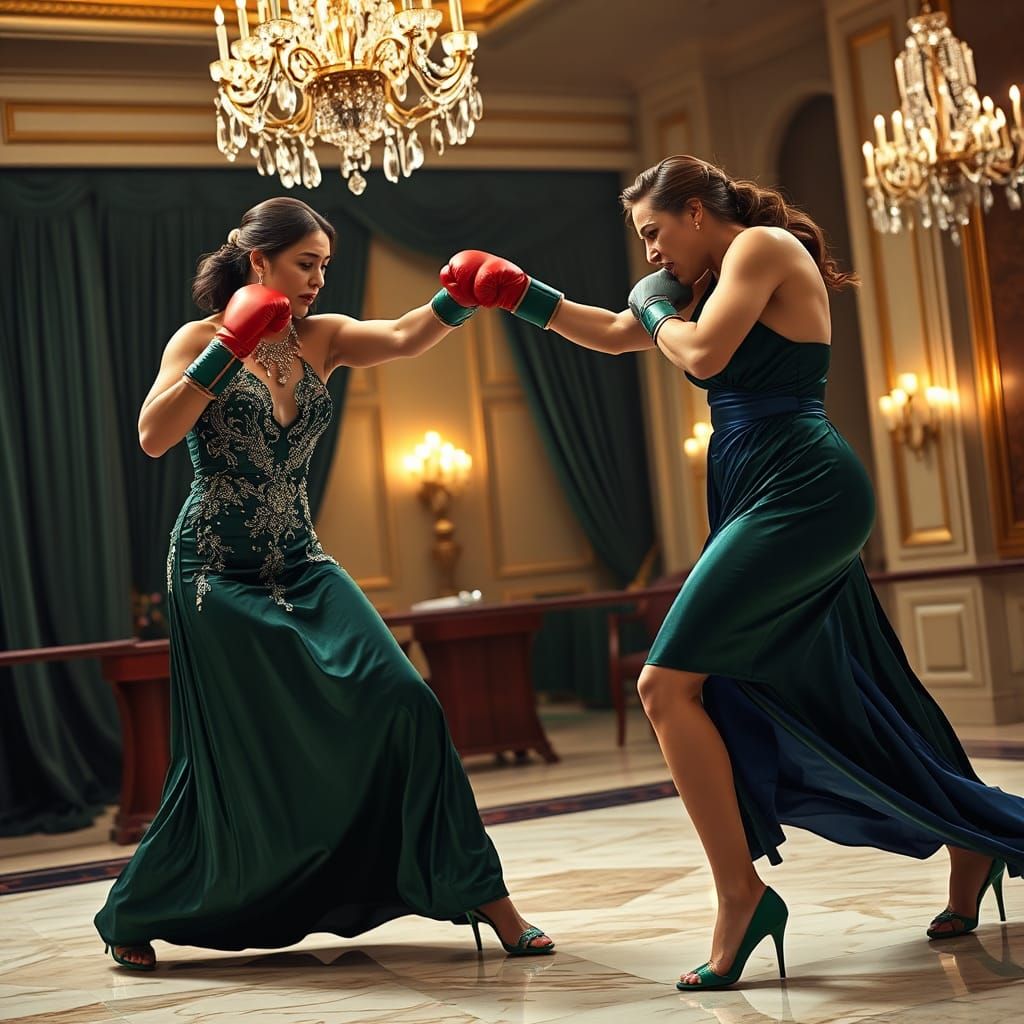 Glamorous Boxing Match in Lavish Setting