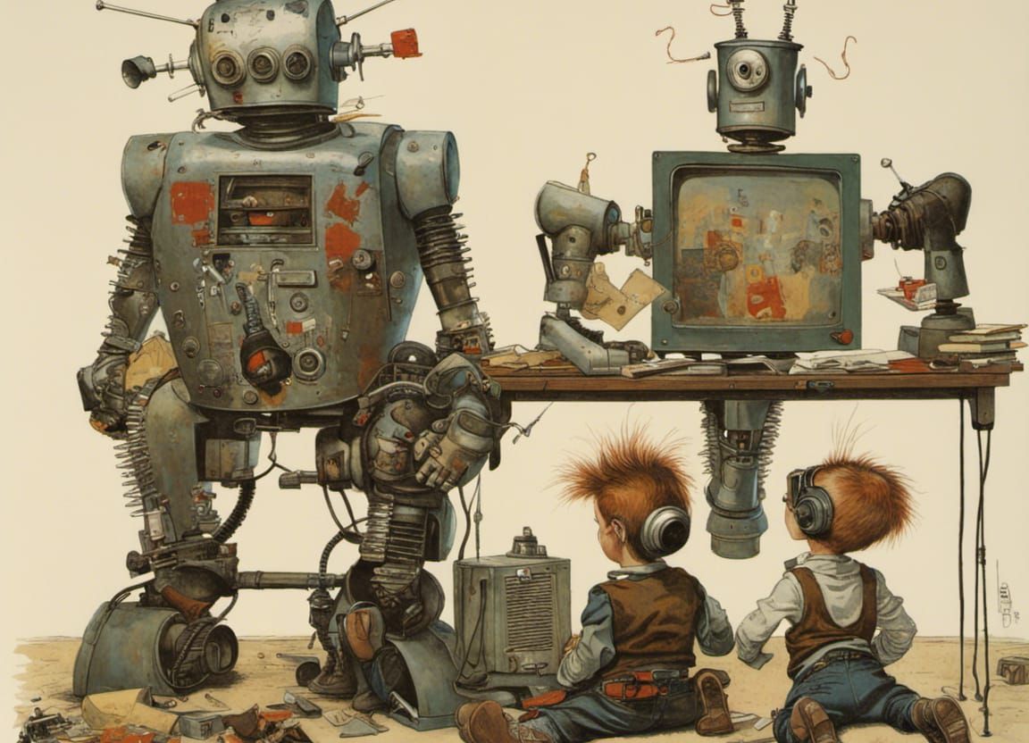 Robot Punks in Rockwell Style