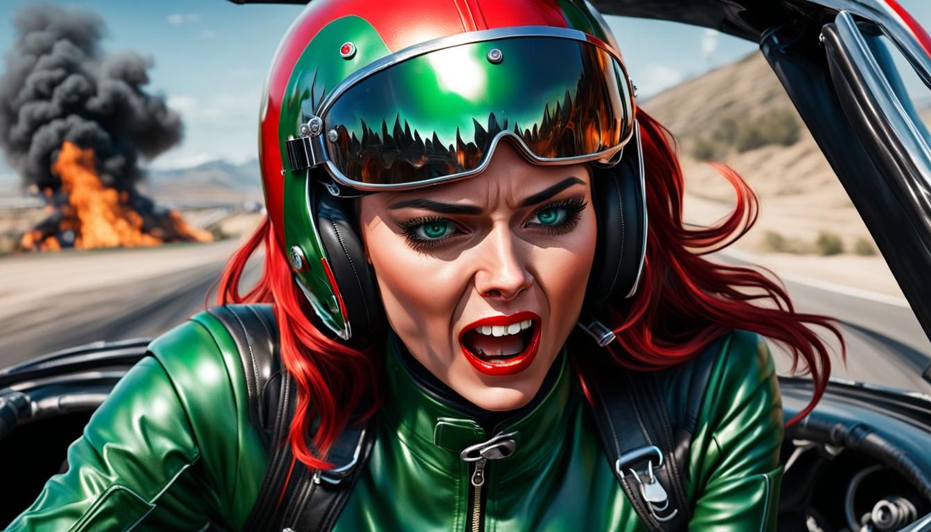 Fiery Crash: A Hyperrealistic Portrait of Fear